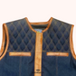 Pathfinder Men's Diamond Quilted Brown denim Motorcycle Vest - shoulder close up