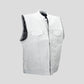 Ivory Ice Luxe Men's Leather Motorcycle Canvas Vest - front