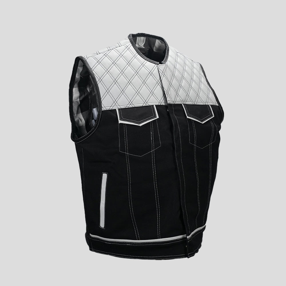 Stark Contrast Men Leather Motorcycle Vest - side