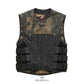 Urban Warrior Men's Distressed Leather Motorcycle Vest - white background 