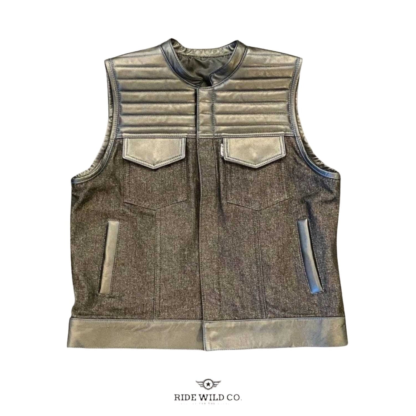 Florida Men's Leather Motorcycle Vest - white background 