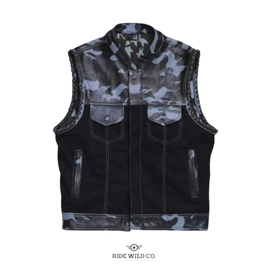 Ironclad Rider Men Canvas Biker Vest - white background 