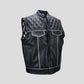 Black Checkered Diamond-Stitched Men's Biker Vest - front