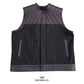 Wayfarer Men's Black Denim Motorcycle Vest - white background 