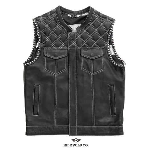 Nomad Club Style Twill Men's Motorcycle Vest - white background 