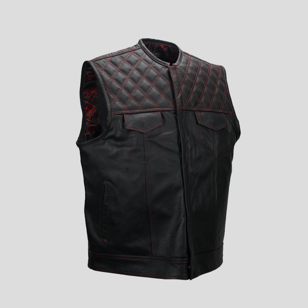 Homestead Hero Men's Motorcycle Leather Vest - front