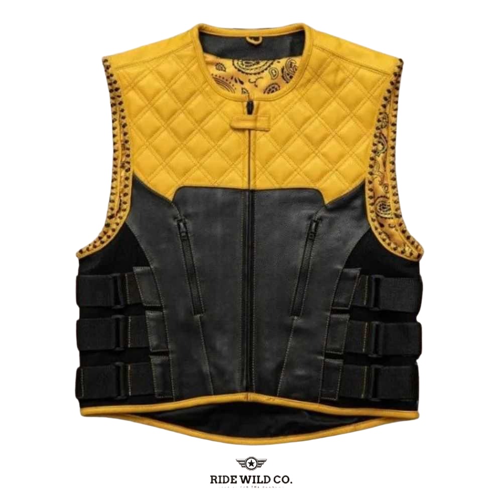 Renegade Men's Leather Biker Vest - white background