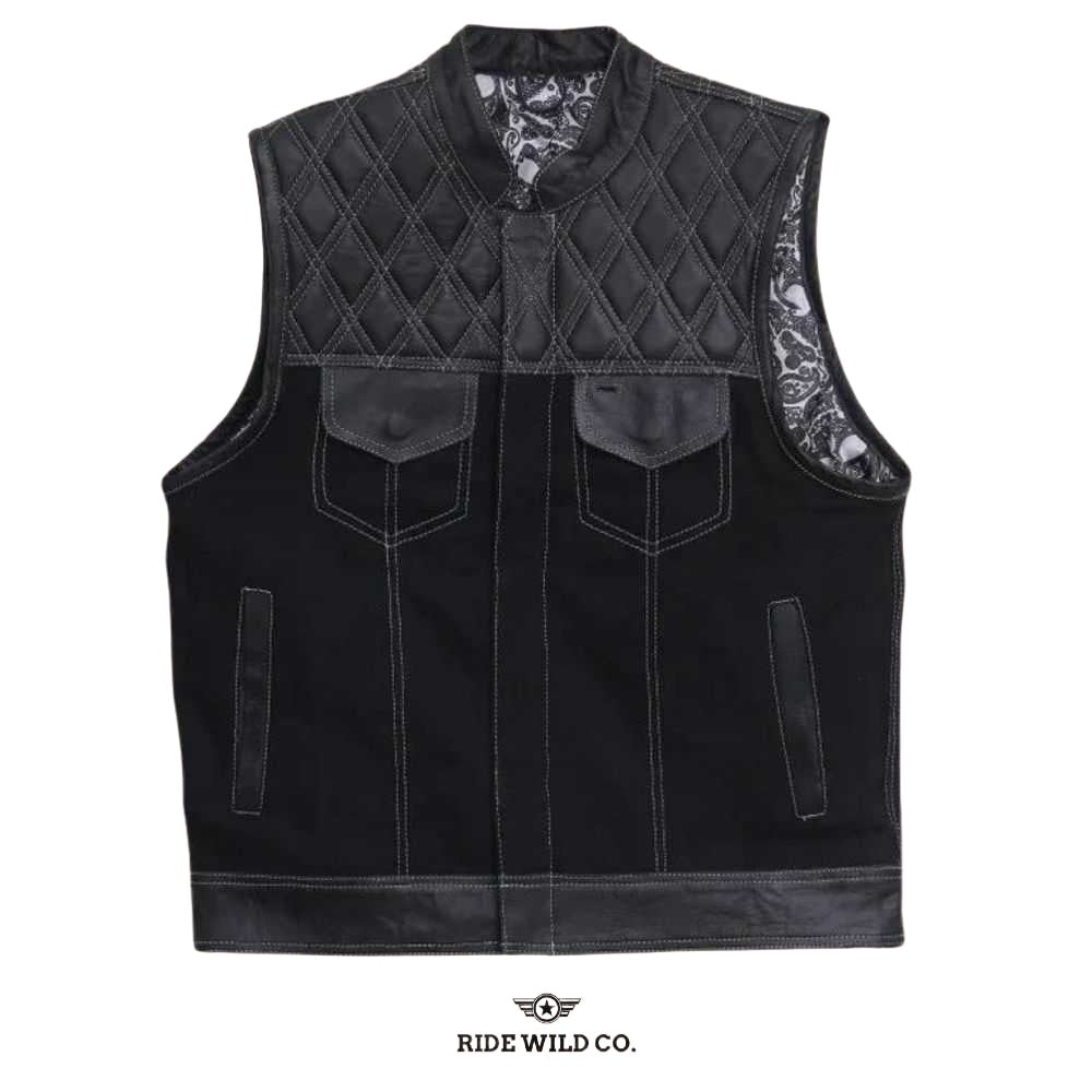 Free Spirit Men's Leather Biker Vest - white backgrouns