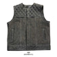 Renegade Rider Men's Distressed Denim Biker Vest - white background