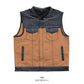 Vintage Tan Distressed Men Leather Biker Vest - white background