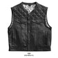 Ebony Quilted Men Leather Biker Vest - white background 