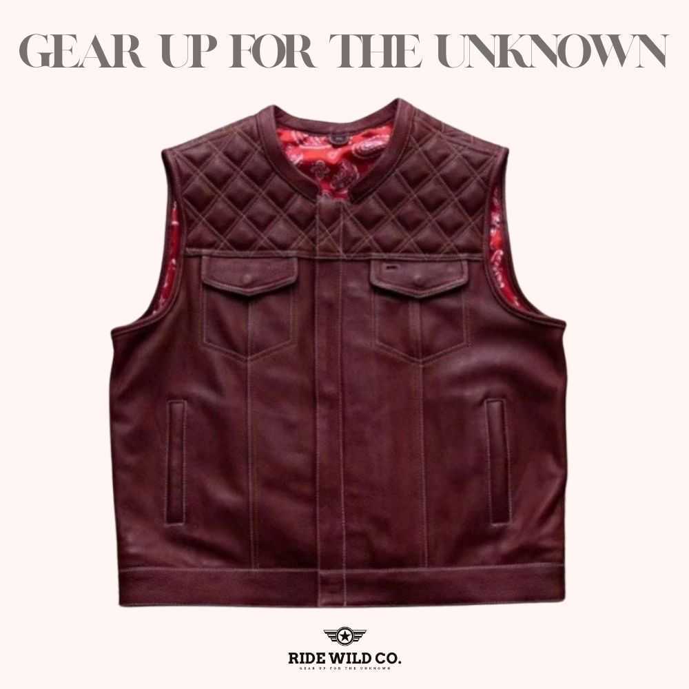 Road Warrior Men's Diamond Quilted Leather Vest - front