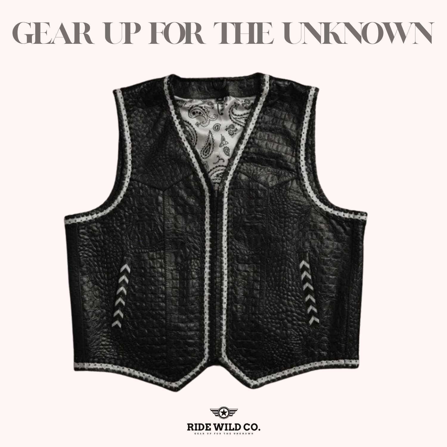 Croc Rock Men's Leather Vest - front