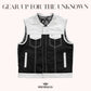 Men's Cashmere-Lined Two-Tone Leather Motorcycle Vest - front