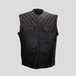 Homestead Hero Men's Motorcycle Leather Vest - white background 