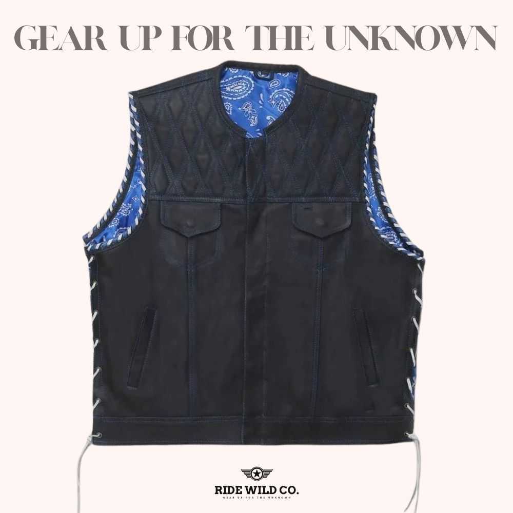  Whaler Blue Men's Leather Club Vest -  front