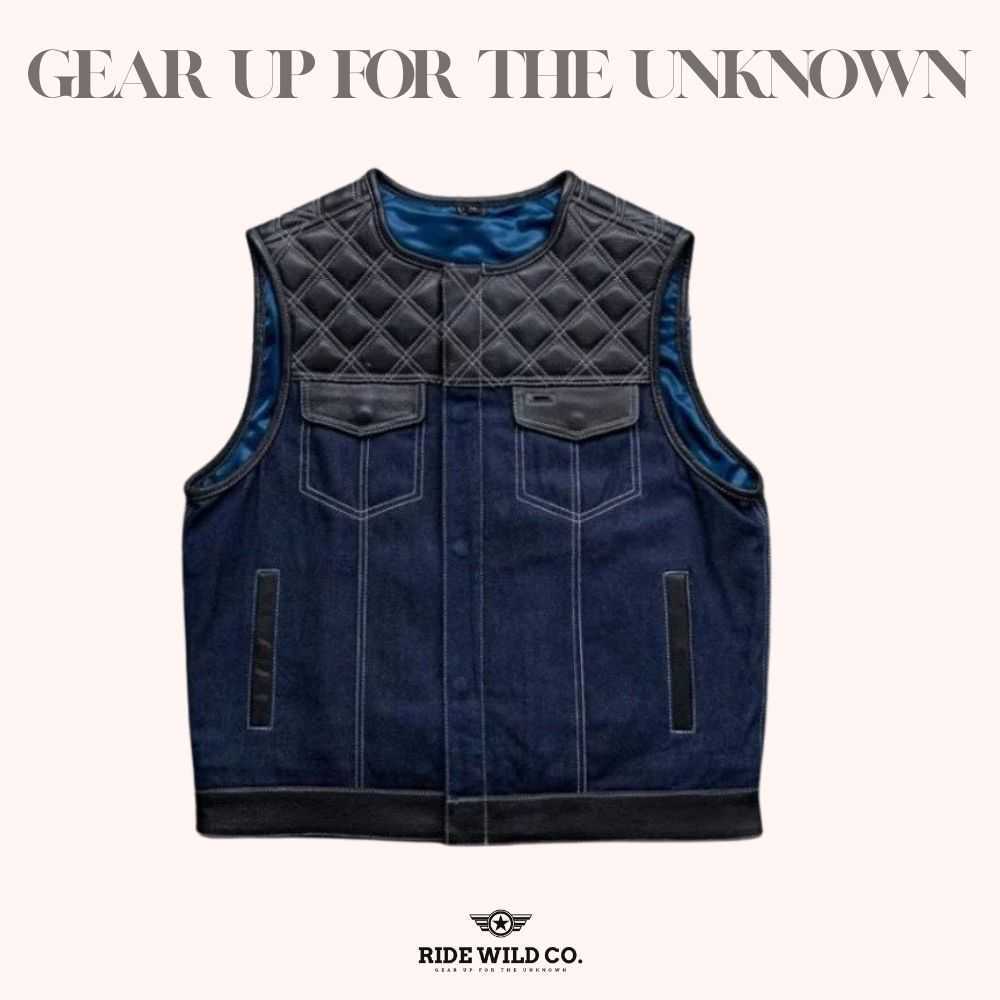 Maverick Hunt Club Men's Denim Biker Vest - front