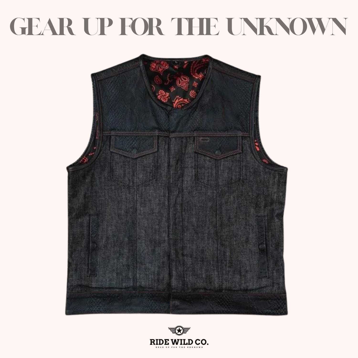 Cinder Rider Men's Ember Denim Vest  - front