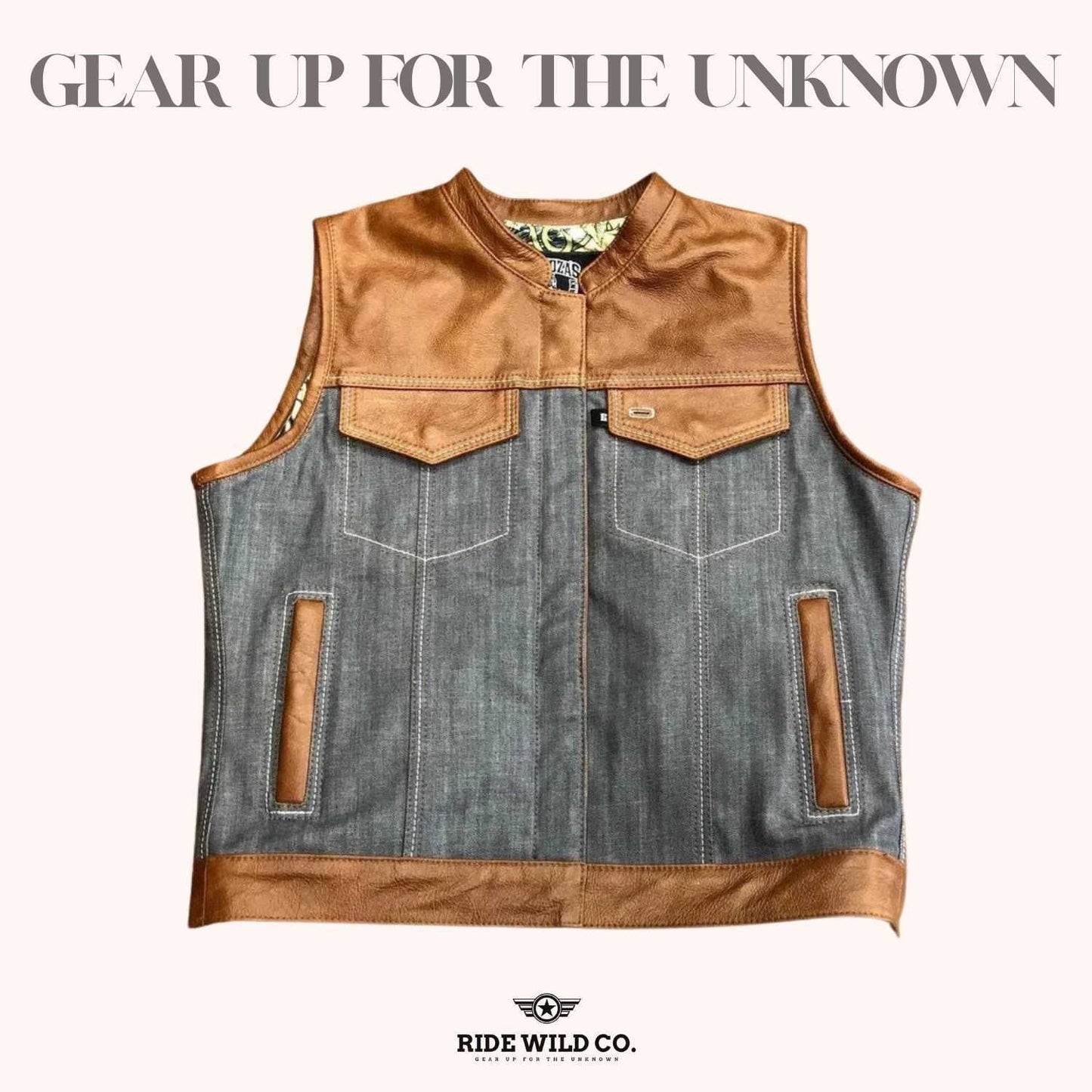 Hades Highway Men Denim Motorcycle Vest - front