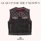 Hunt Club Outlaw Men Leather / Denim Biker Vest - front