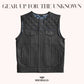 Elite Diamond Cut Men's Quilted Leather Vest - front