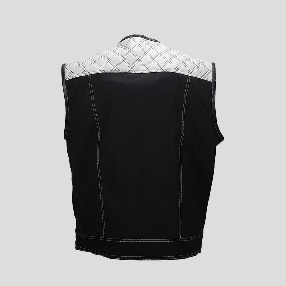 Stark Contrast Men Leather Motorcycle Vest - back