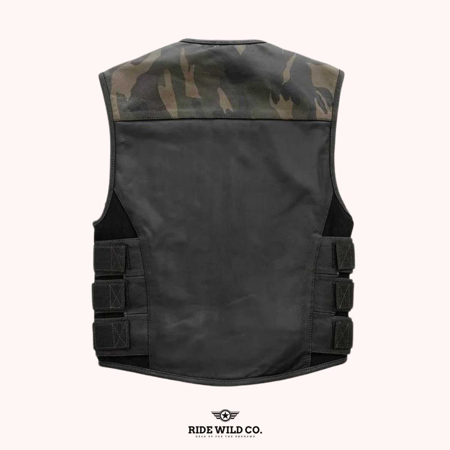 Urban Warrior Men's Distressed Leather Motorcycle Vest - back