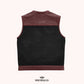 OX Blood Men's Leather & Canvas Club Biker Vest - back