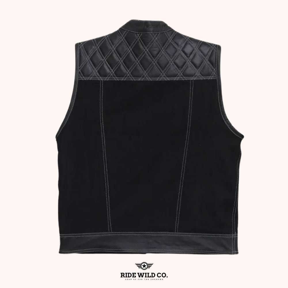 Free Spirit Men's Leather Biker Vest - back