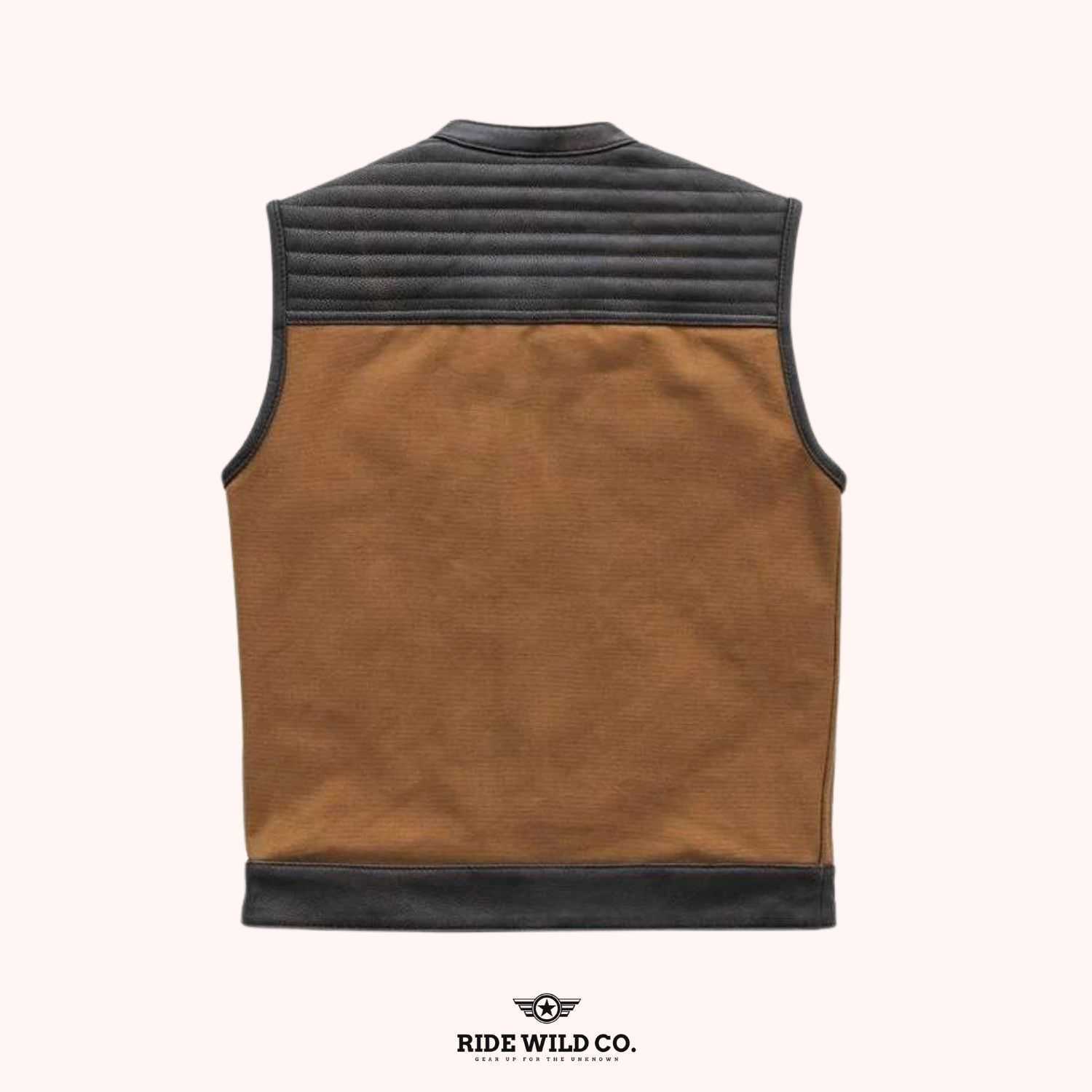 Bison Distressed Leather Motorcycle Vest - back