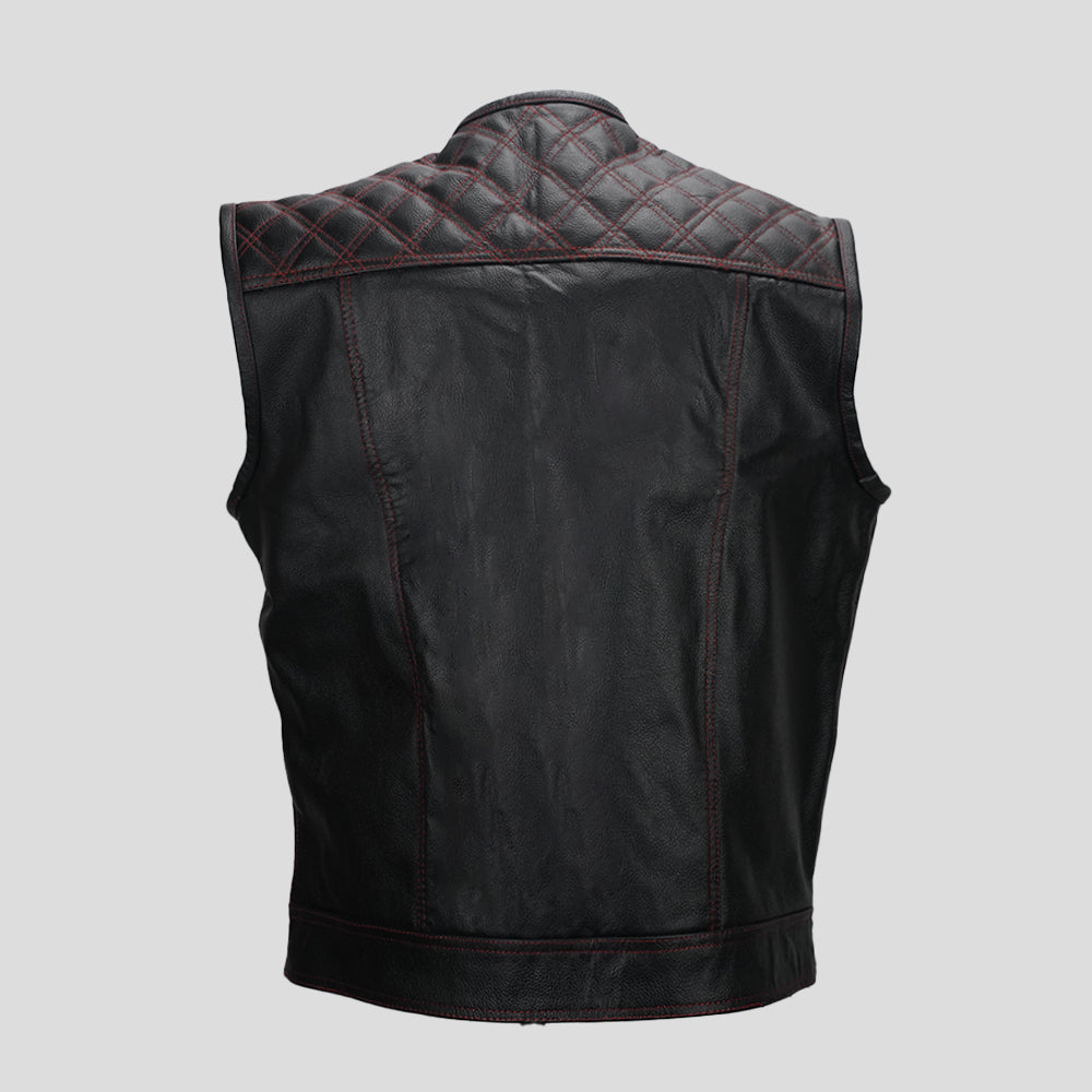 Homestead Hero Men's Motorcycle Leather Vest - back