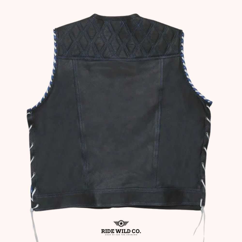  Whaler Blue Men's Leather Club Vest - back