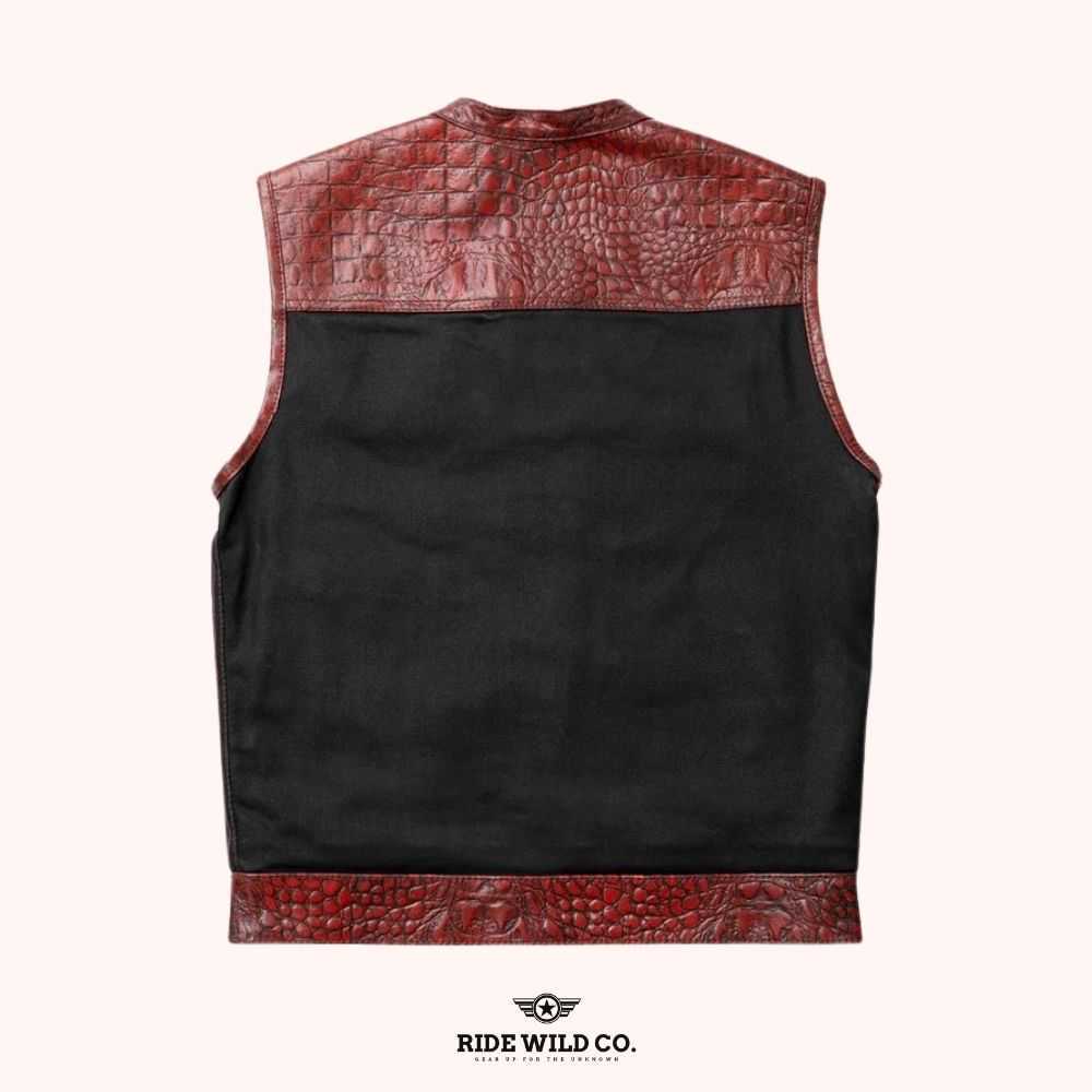 Iron Horizon Men Denim Biker Vest - back