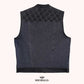 Rugged Denim Diamond Quilted Men Denim Motorcycle Vest - back