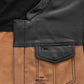 Vintage Tan Distressed Men Leather Biker Vest - pocket close up