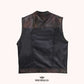 Camo Hideout Men Leather Motorcycle Vest - back