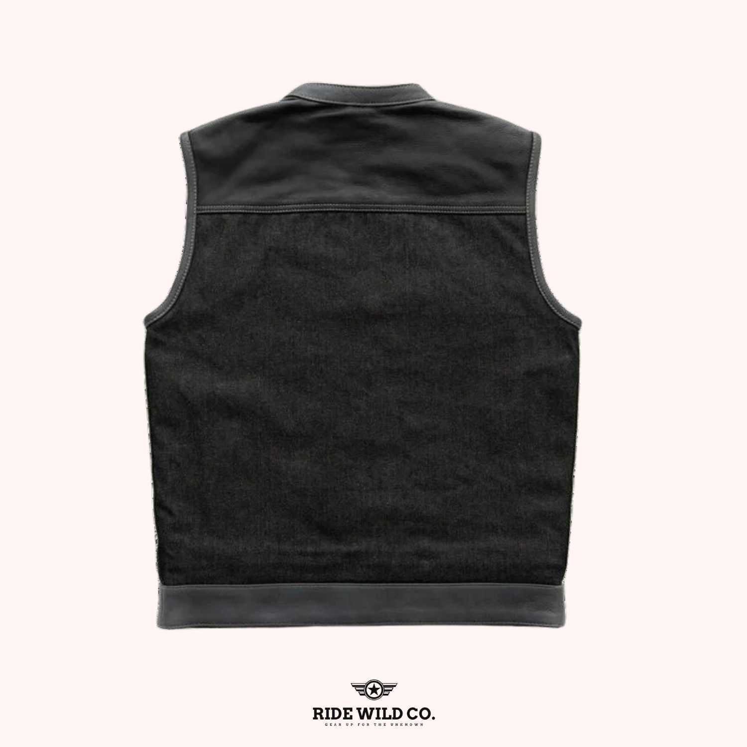 Men's Guardian Denim & Canvas Motorcycle Vest - back