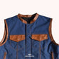 Maverick Sapphire Men's Canvas Motorcycle Vest - front close up