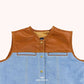 Brave Rider Men Denim Biker Vest - front close up