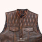 Outlaw Rider Men's Washed Leather Motorcycle Vest - shoulder close up