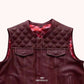 Road Warrior Men's Diamond Quilted Leather Vest - shoulder close up