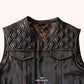 Roadster Men's Black Leather Biker Vest - back