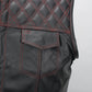 Plaid Denim Men's Motorcycle Denim Vest - pocket close up