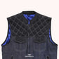 Rugged Denim Diamond Quilted Men Denim Motorcycle Vest - front close up