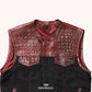 Iron Horizon Men Denim Biker Vest - front close up