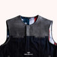 Demon Men's Canvas Leather Vest - front close up