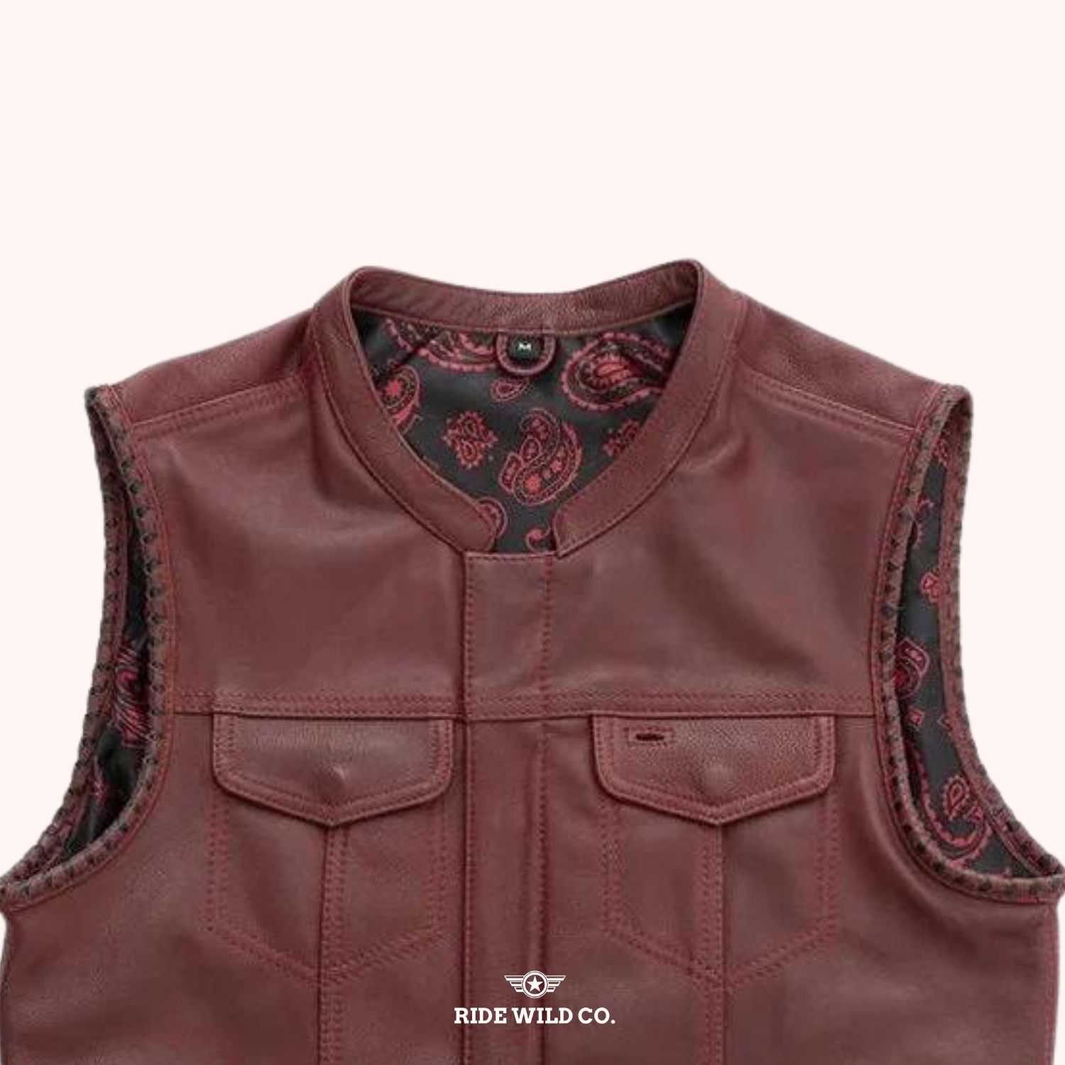 Carmine Men's Canvas Rider Vest - front close up