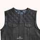 Elite Diamond Cut Men's Quilted Leather Vest - front close up