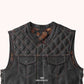 Nomad Men's Distressed Leather Motorcycle Vest - shoulder close up