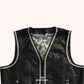 Croc Rock Men's Leather Vest - front close up